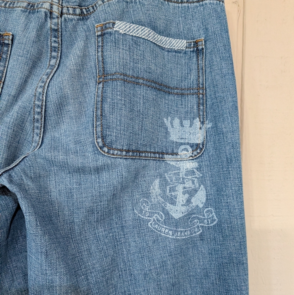 Vintage Ralph Lauren‎ Patchwork Wide Leg Jeans Nautical Anchor Old Money - Picture 7 of 15